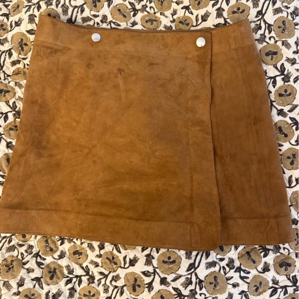 Theory Murta Suede Mini Wrap Skirt with Snaps